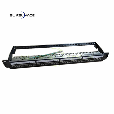 STP FTP Patch Panel Cat 7 24 Port Full Loaded Shielded 19 นิ้ว Patch Rack