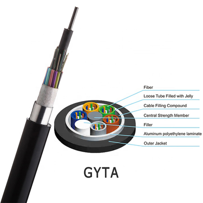 2-288 ไฟเบอร์ GYTA สายเคเบิลไฟเบอร์ออปติกหลวมพร้อมเทป APL หุ้มเกราะ 3 กม. / ม้วน